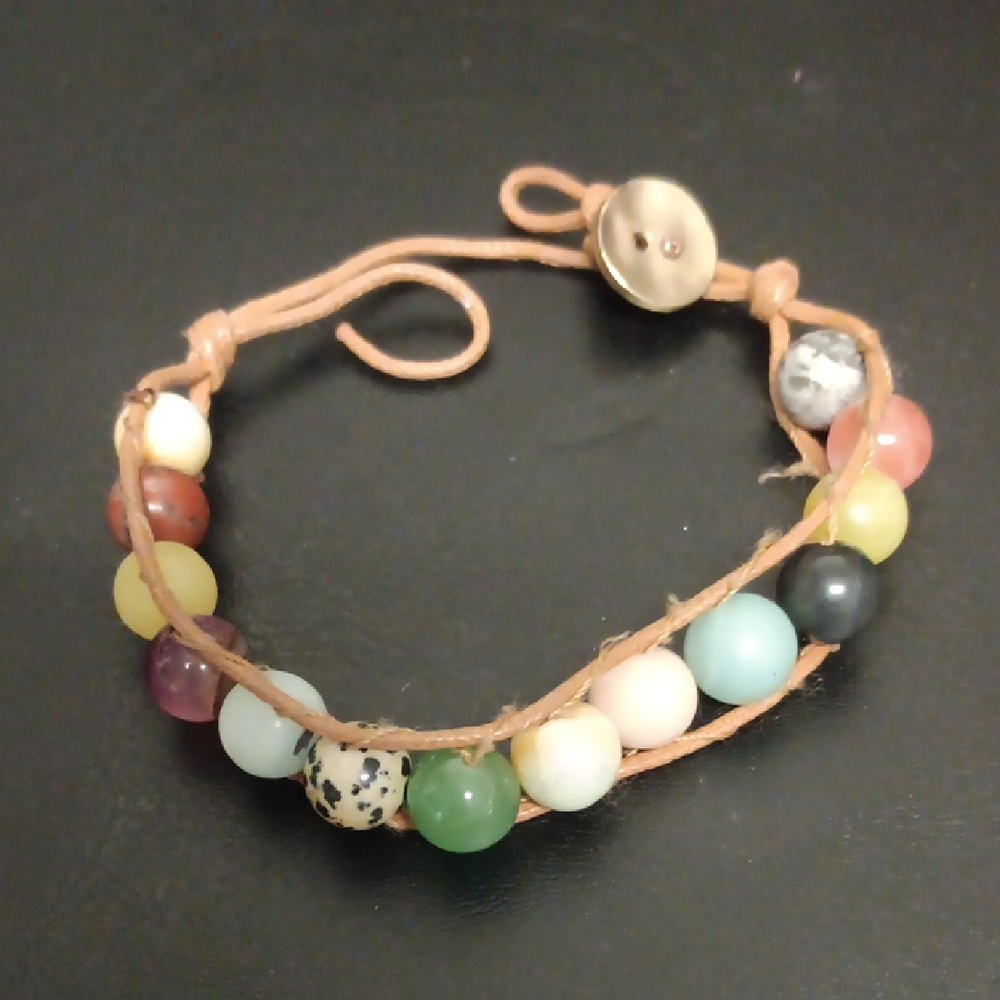 Gemstone Mixed Colors Yarn Bracelet 10 mm